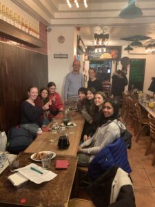 Students speaking Spanish at local tapas restaurant trip